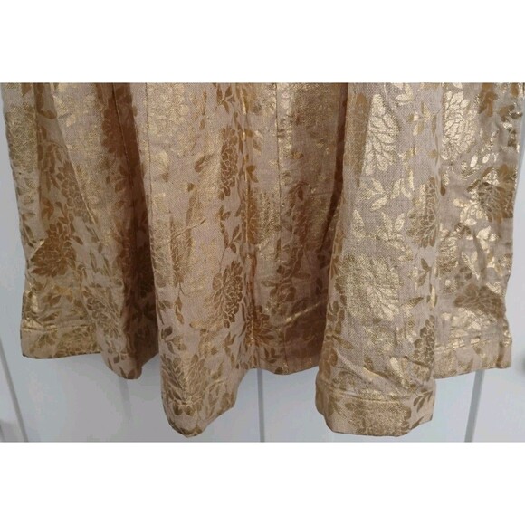Handmade Bohemian Maxi Skirt Neutral Metallic Gold Floral Design 16 EUC Gorgeous - Picture 3 of 10